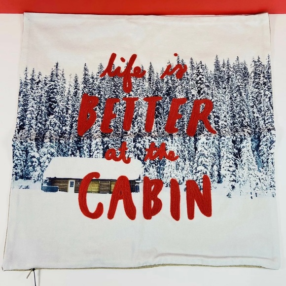 Set of 2 ~ Indigo Pillow Covers “Life Is Better At The Cabin” ~ Brand New - Picture 3 of 11